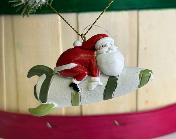 Santa Riding a Rocket Ornament