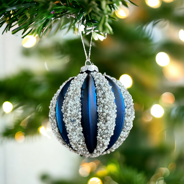 Bead and Pearl Stripped Ornament