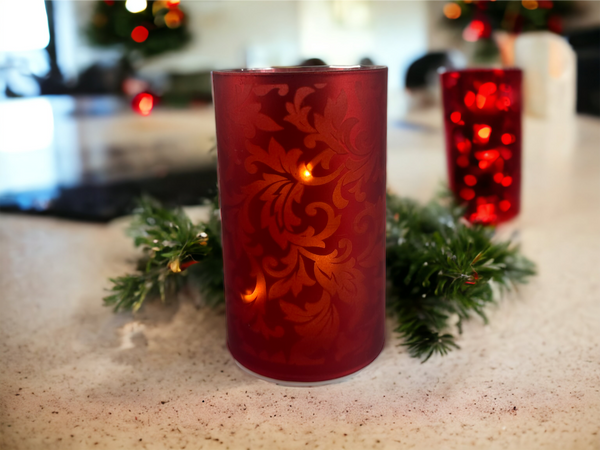 LED Glass Baroque Pattern Vase