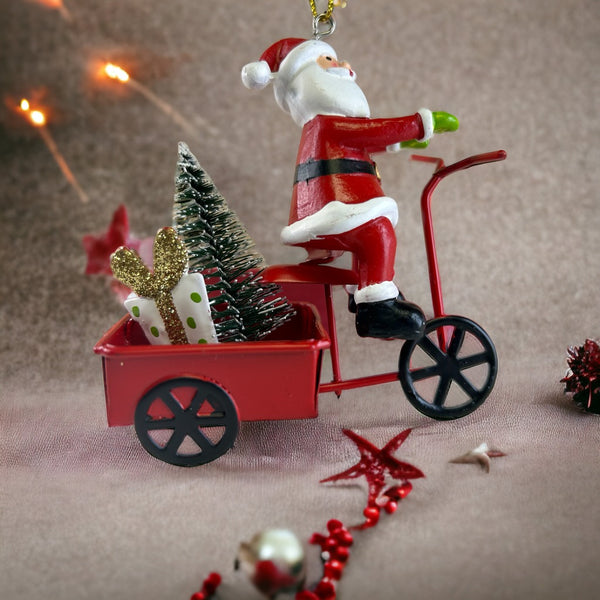 Santa w/Cart Ornament