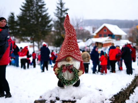 Gnome Holding Holiday Wreath