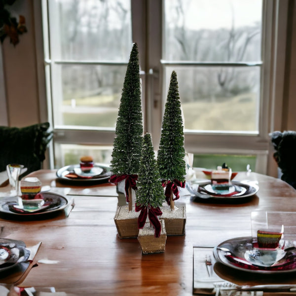 Frosted Evergreen Tree w/Bow